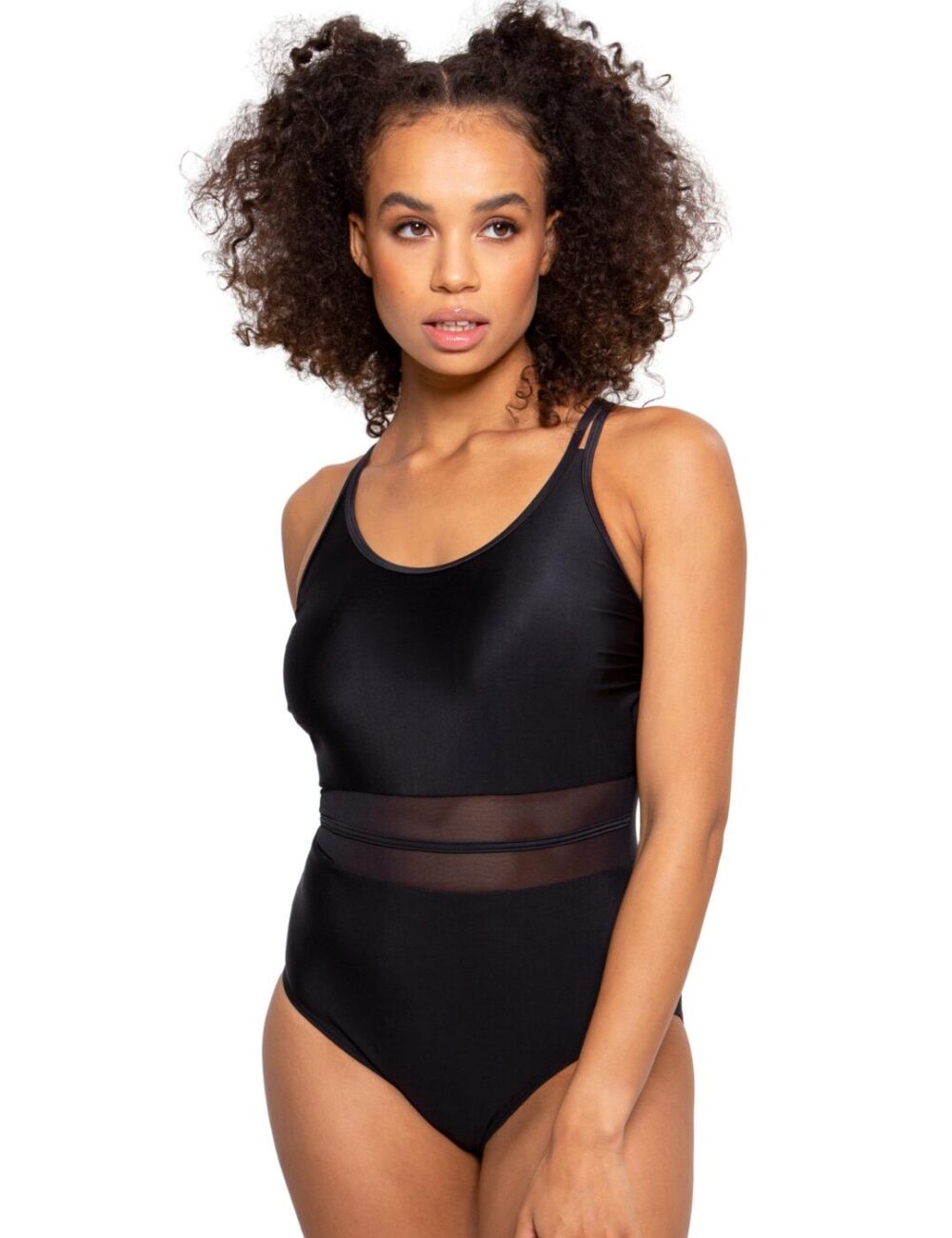Pour Moi Energy Double Strap Racerback Mesh Swimsuit - Black - XS - 8