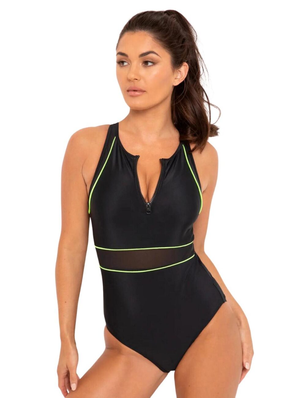 Pour Moi Energy Recycled Material High Neck Swimsuit - Black - XS - 8