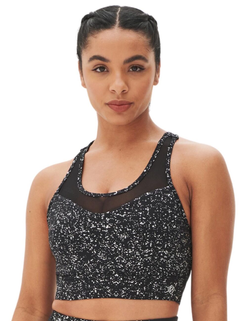 Pour Moi Energy Reflective Mesh Crop Top - Black/Silver - XS - 8