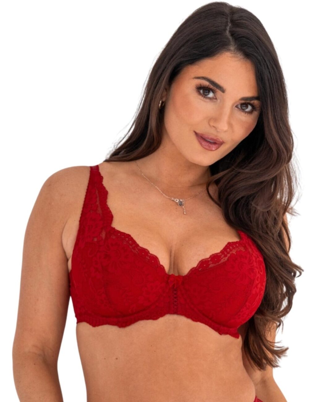 Pour Moi Fleur Lightly Padded High Apex Bra - Red - 32C