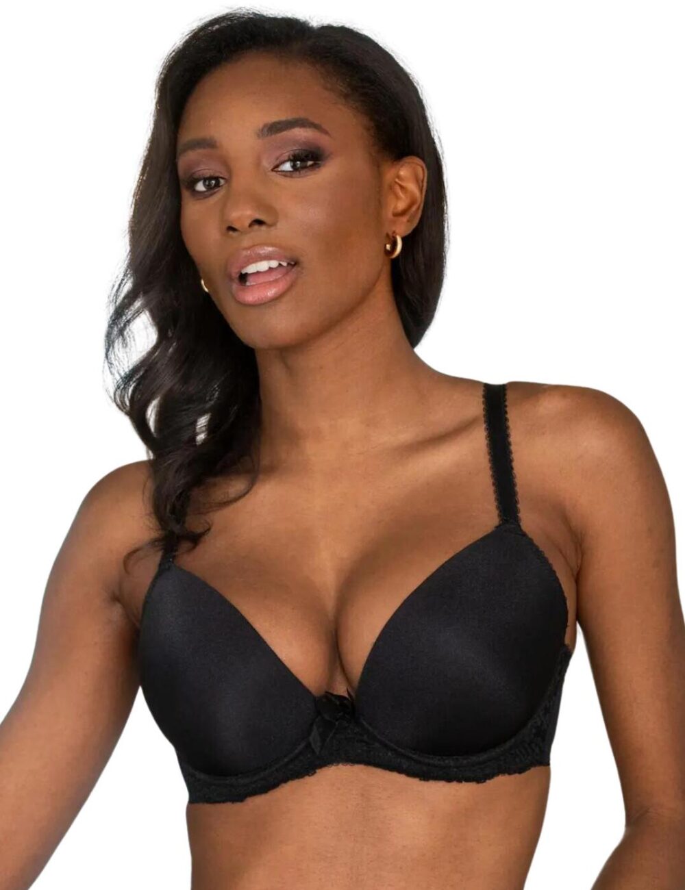 Pour Moi Flora Plunge Push Up T Shirt Bra - Black - 34F