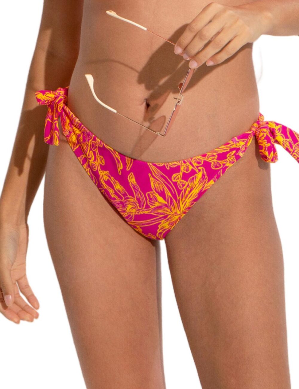 Pour Moi Freedom Tie Side Bikini Brief - Pink/Yellow - XS - 8