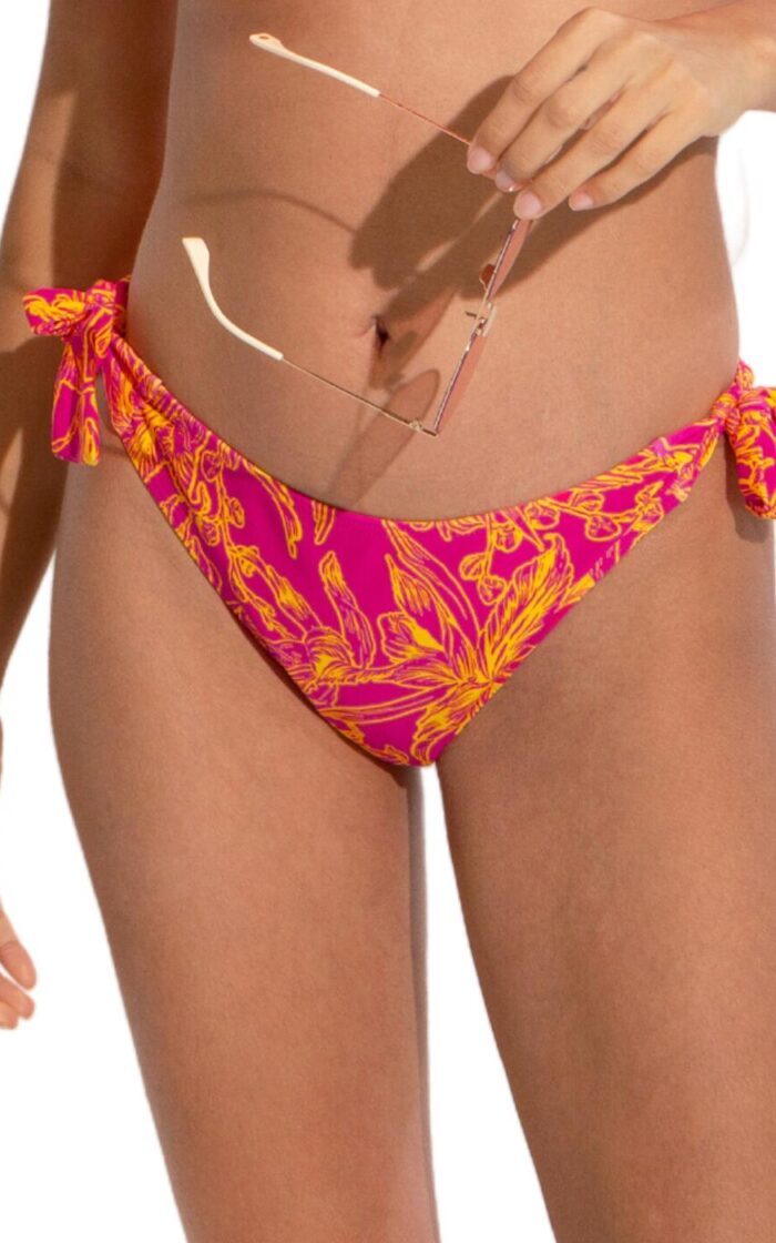 Pour Moi Freedom Tie Side Bikini Brief - Pink/Yellow - XS - 8