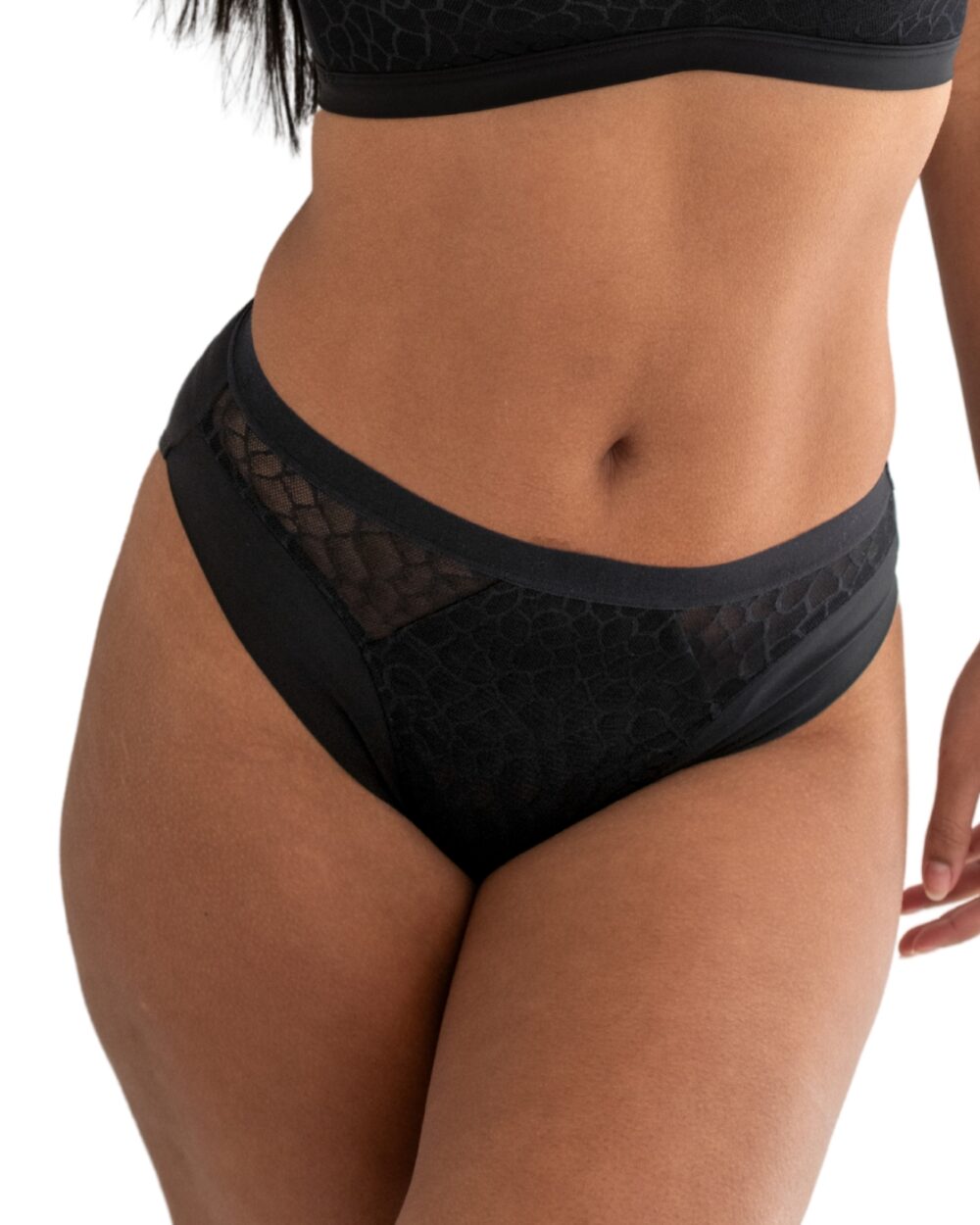 Pour Moi Geo Sculpt High Leg Brief - Black - XS - 8