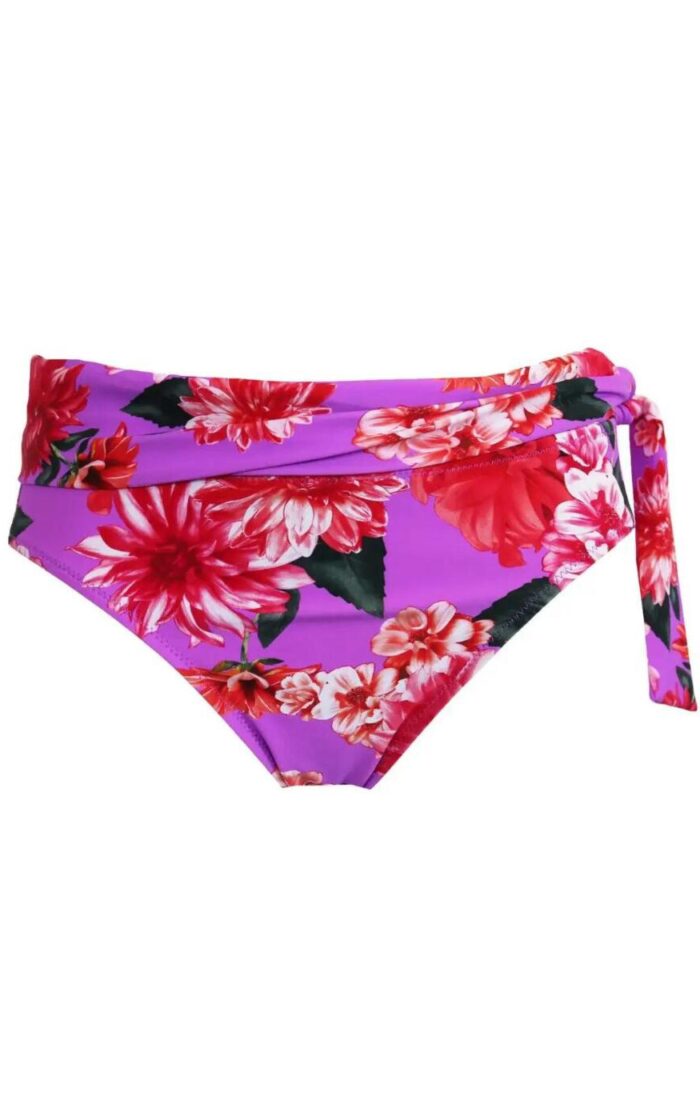 Pour Moi Getaway Fold Over Tie Bikini Brief - Ultraviolet Floral - 2XL - 18