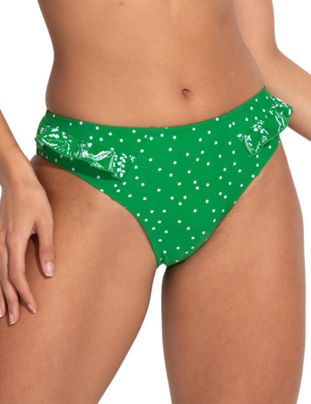 Pour Moi Getaway Full Bikini Brief - Green/White - XS - 8