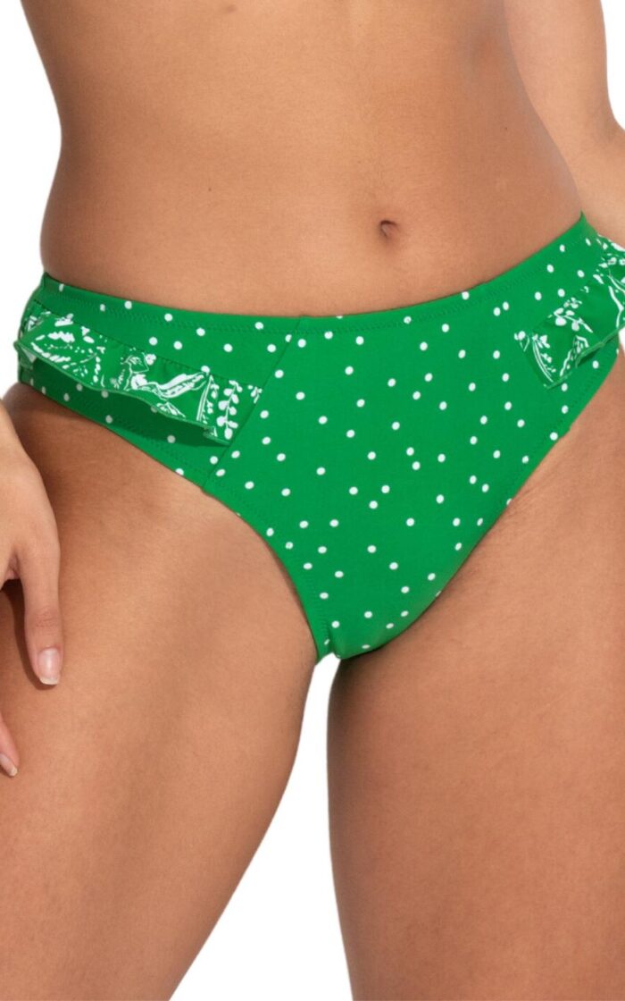 Pour Moi Getaway Full Bikini Brief - Green/White - XS - 8
