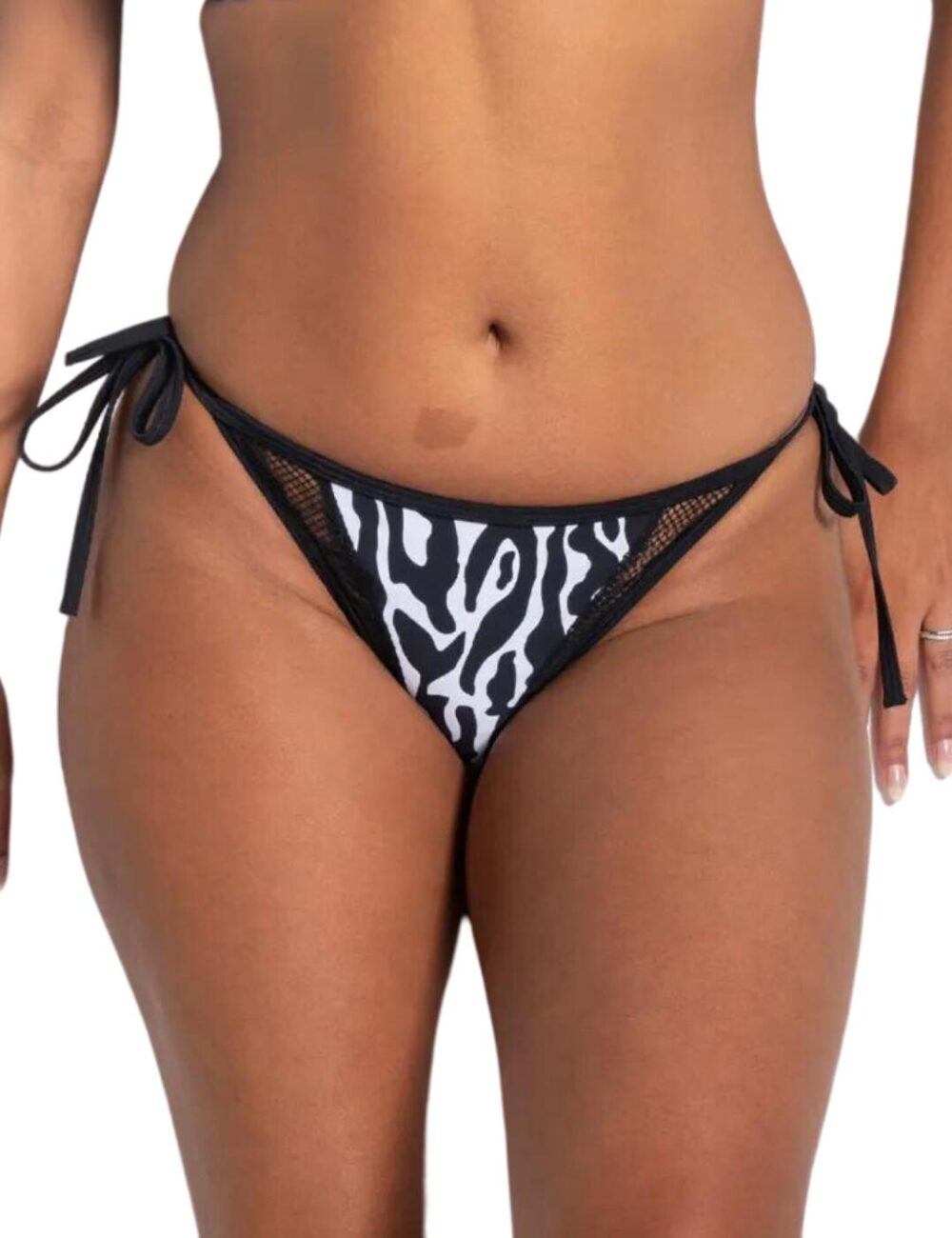 Pour Moi Glamazon Tie Side Bikini Brief - Black/White - XS - 8