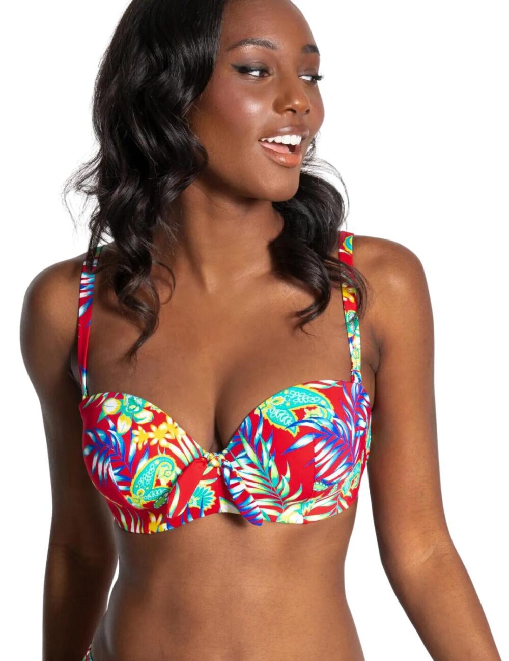 Pour Moi Heatwave Strapless Padded Bikini Top - Red Floral - 32D