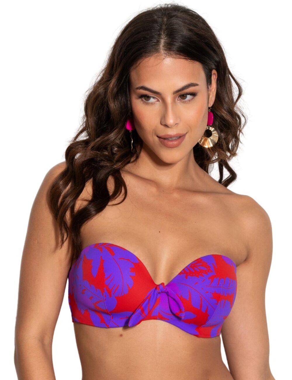 Pour Moi Heatwave Strapless Padded Bikini Top - Red/Purple - 32C