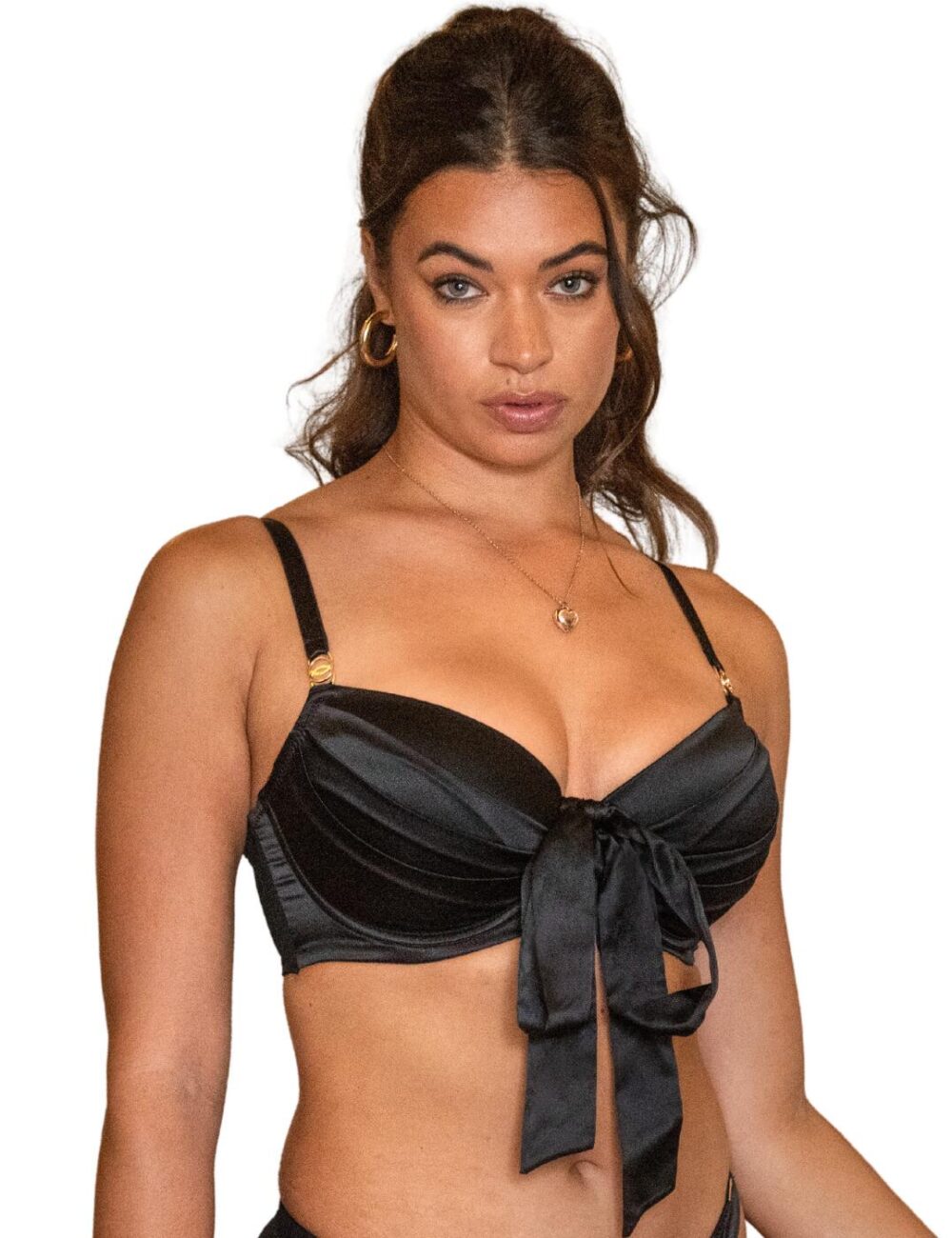 Pour Moi India Satin Plunge Bra - Black - 32C