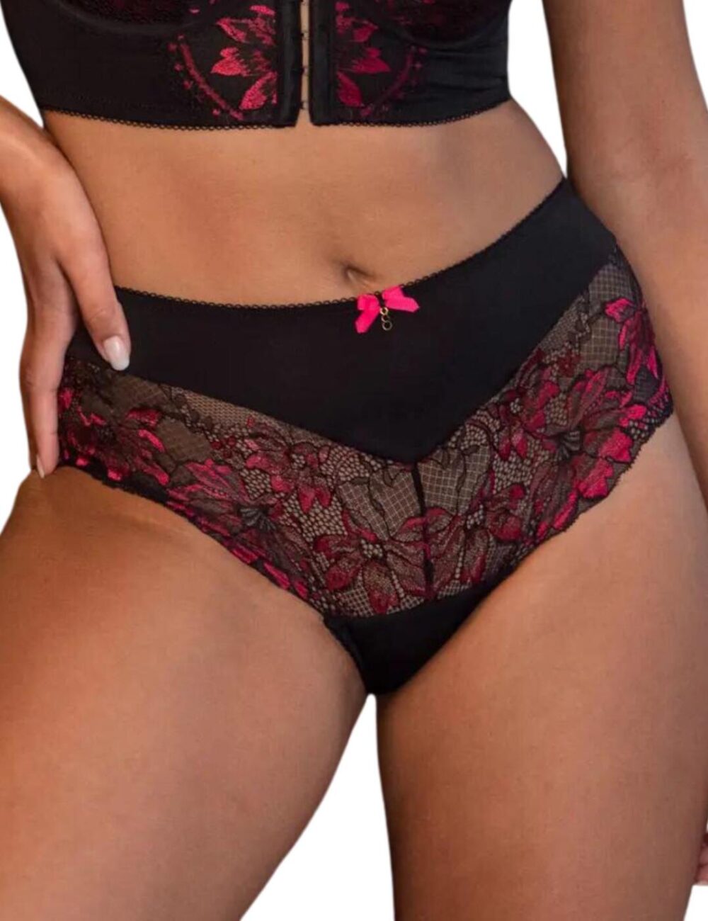 Pour Moi J'Adore Shorty Brief - Black/Pink - XS - 8
