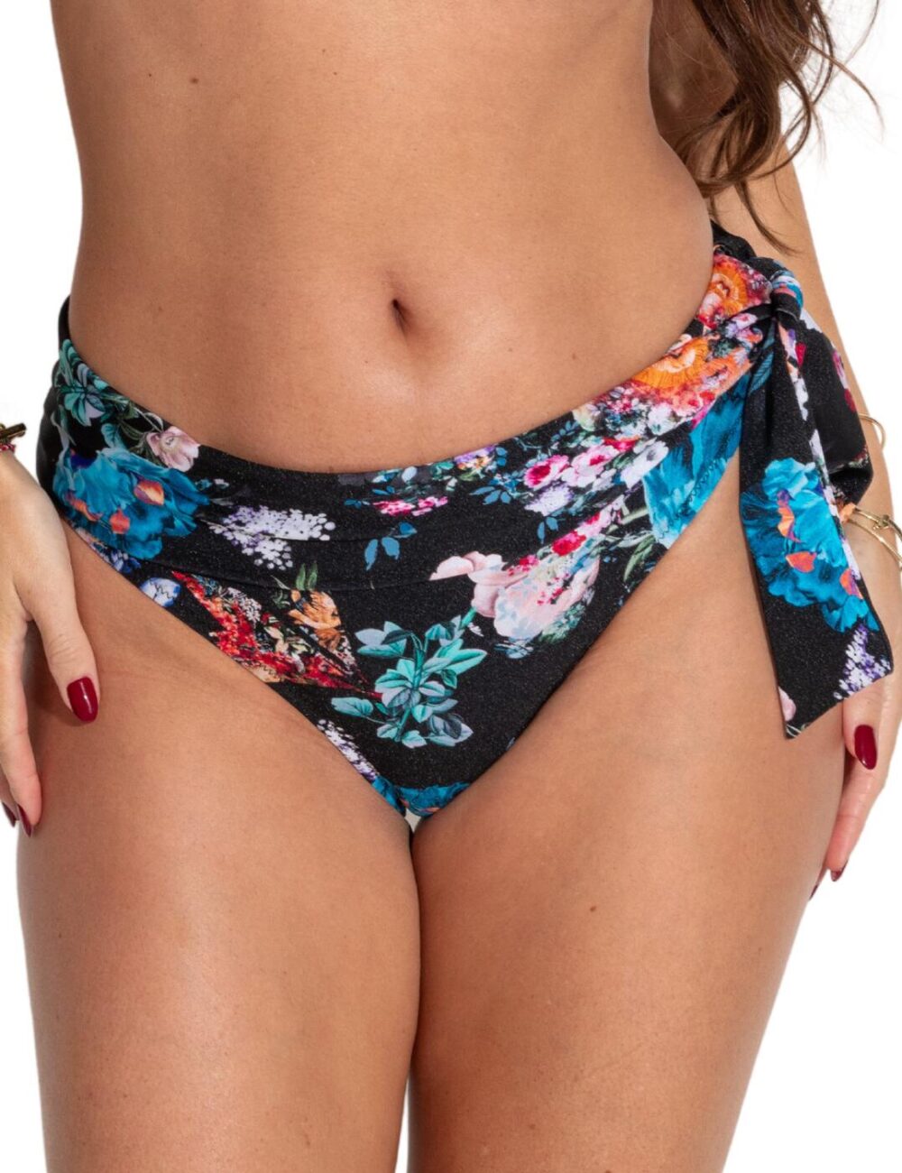 Pour Moi Lisbon Fold Over Bikini Brief - Black Floral - M - 12