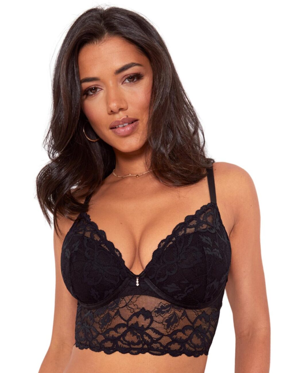 Pour Moi Manhattan Padded Longline Bra - Black - 32FF