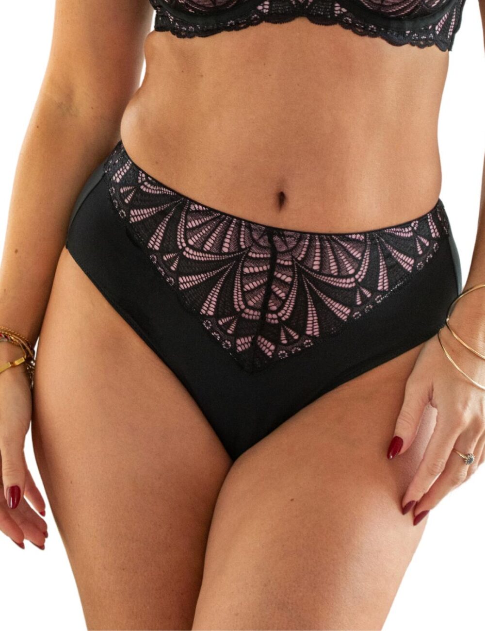 Pour Moi New Romance High Waist Brief - Black/Rose - 2XL - 18