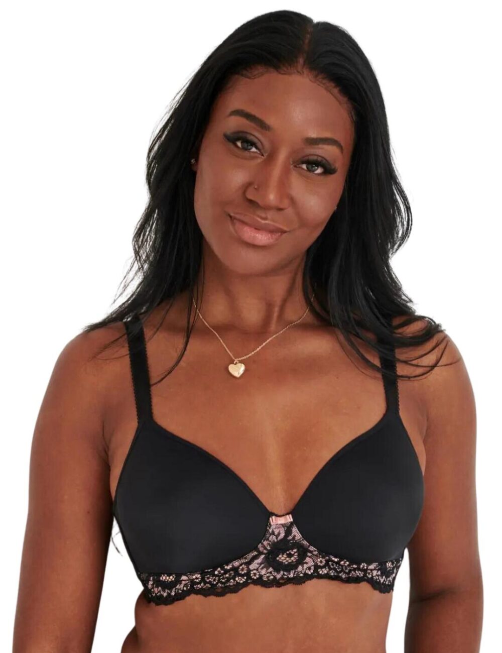 Pour Moi Opulence T Shirt Non Wired Bra - Black/Pink - 40D