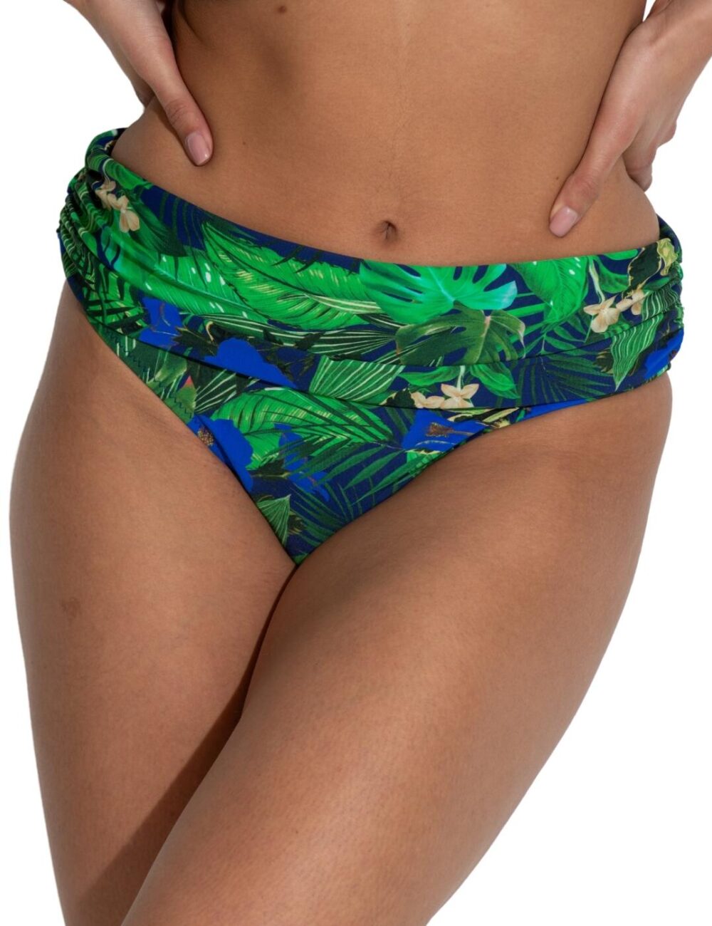 Pour Moi Palermo Fold Over Bikini Brief - Navy Fern - S - 10
