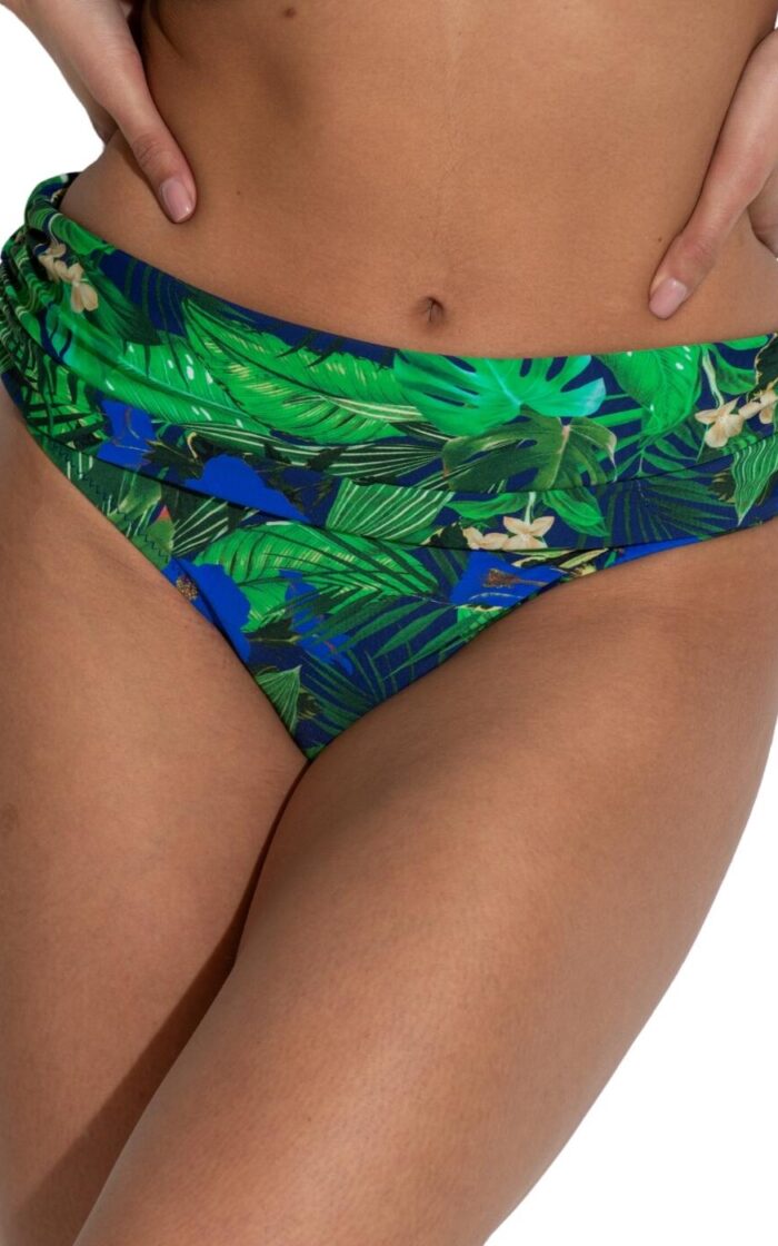 Pour Moi Palermo Fold Over Bikini Brief - Navy Fern - S - 10