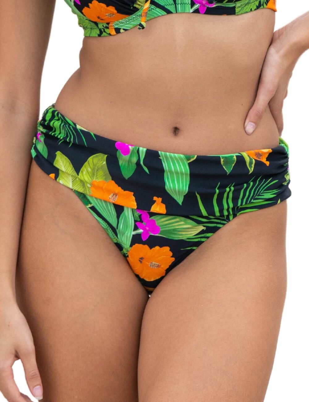 Pour Moi Palermo Fold Over Bikini Brief - Tropical - L - 14