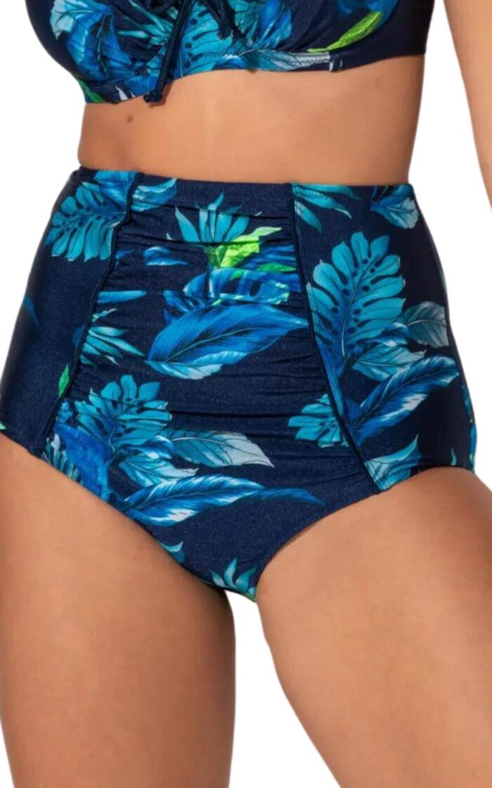 Pour Moi Palermo High Waist Tummy Control Bikini Brief - Navy Tropical - 3XL - 20