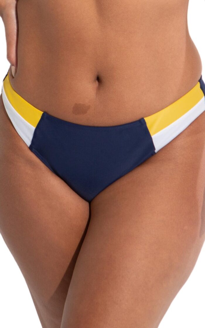 Pour Moi Palm Springs Colour Block Tab Bikini Brief - Yellow/Navy/White - XL - 16
