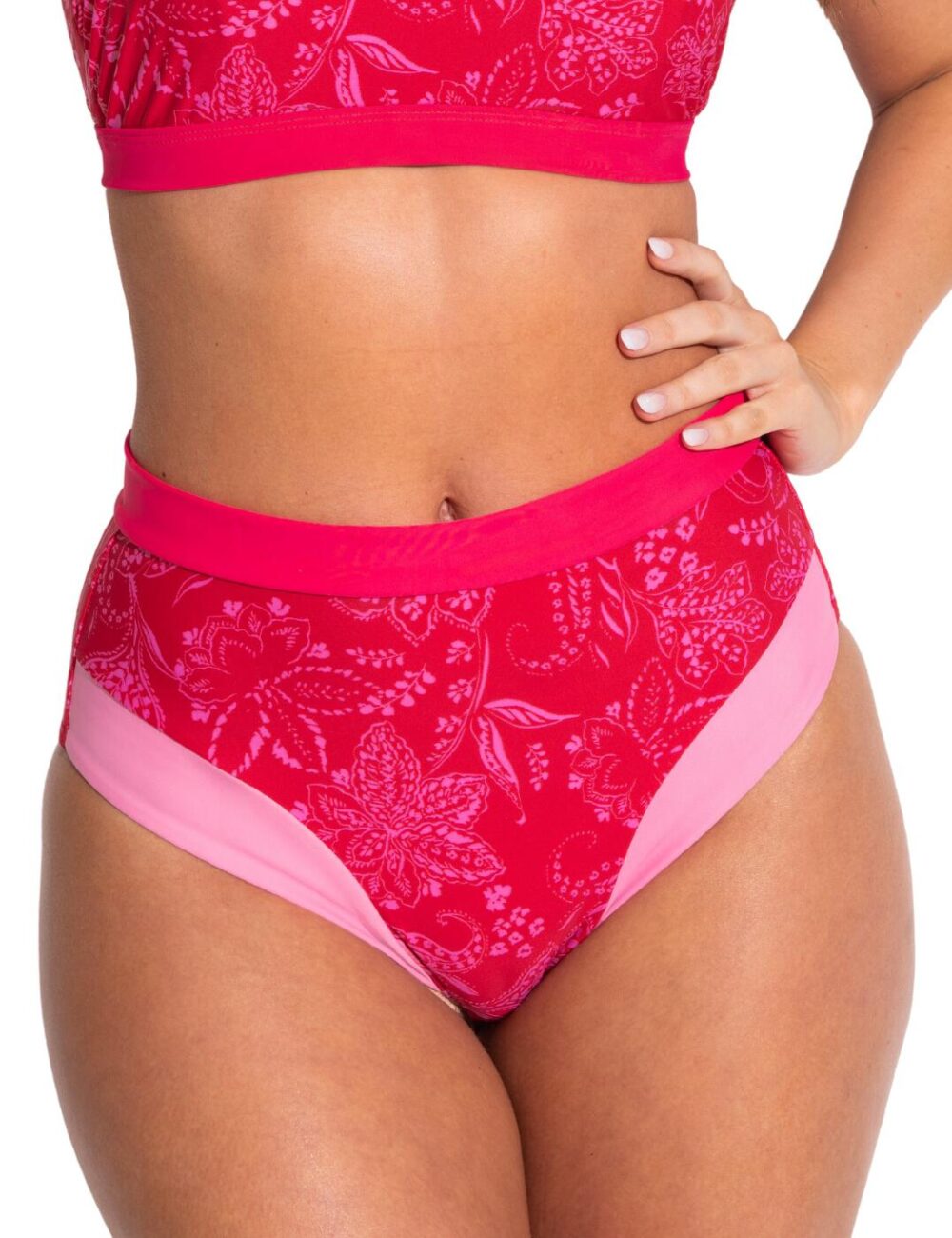 Pour Moi Palm Springs Tummy Control Bikini Brief - Red/Pink - XS - 8