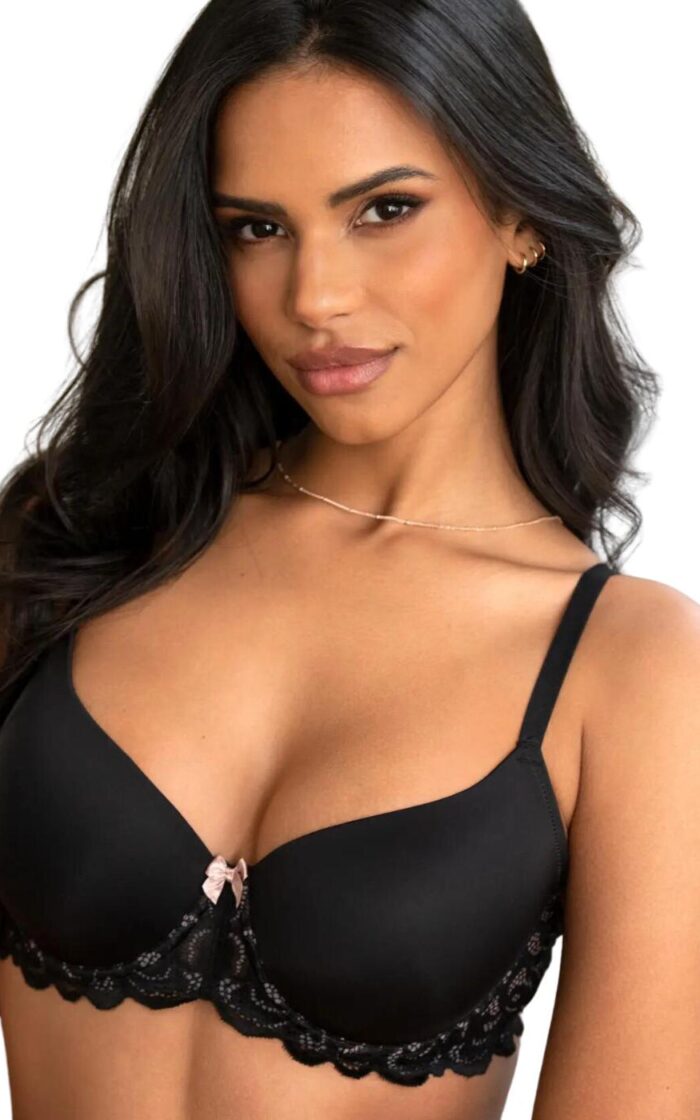 Pour Moi Romance Lightly Padded Balcony T Shirt Bra - Black - 38B