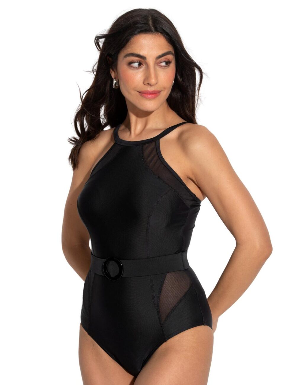 Pour Moi Shoreline Belted Control Swimsuit - Black - XS - 8
