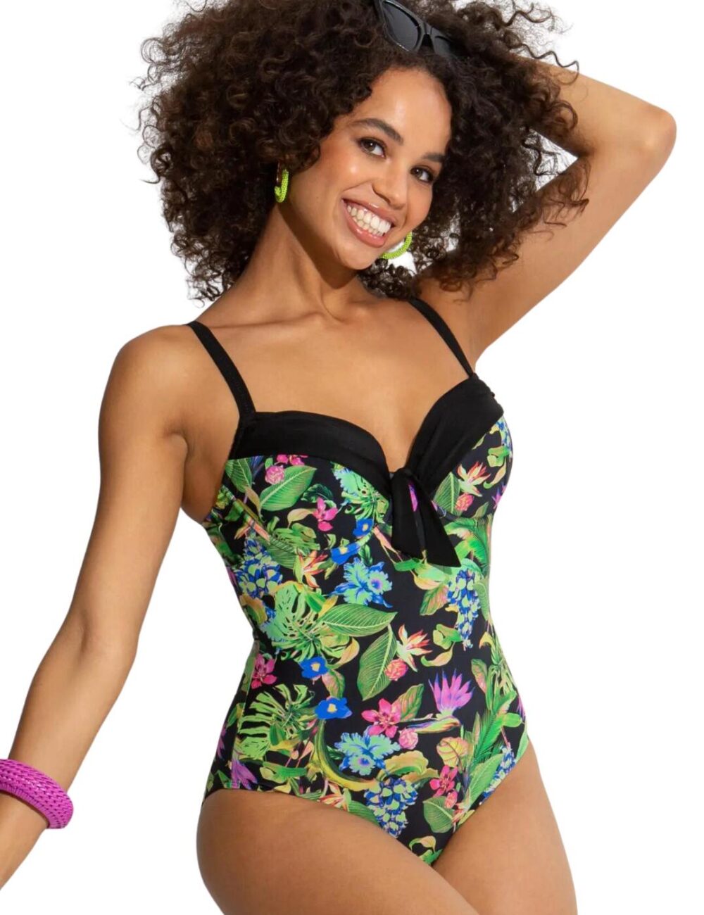 Pour Moi St Lucia Padded Underwired Swimsuit - Tropical - 32D