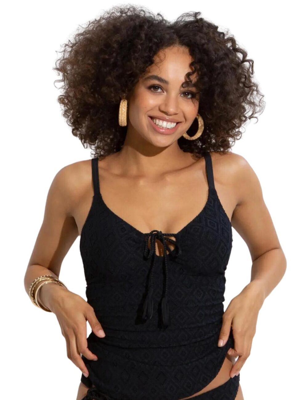 Pour Moi Summer Breeze Tankini Top - Black - 32DD