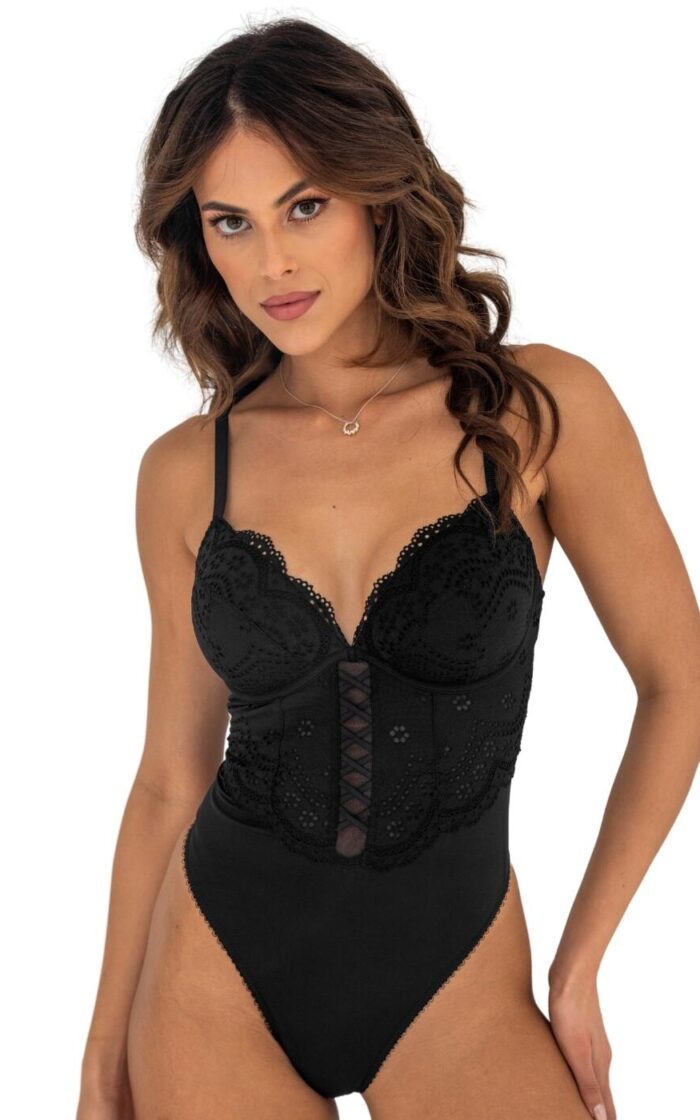 Pour Moi Swoon Plunge Bodysuit - Black - 32B