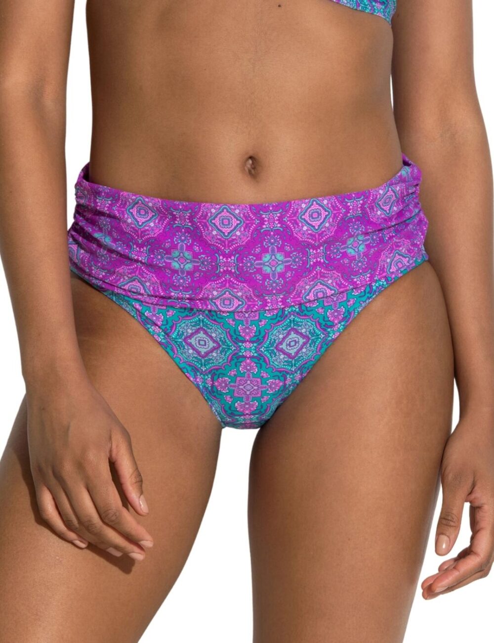 Pour Moi Venice Beach Fold Over Bikini Brief - Aquaburst - S - 10