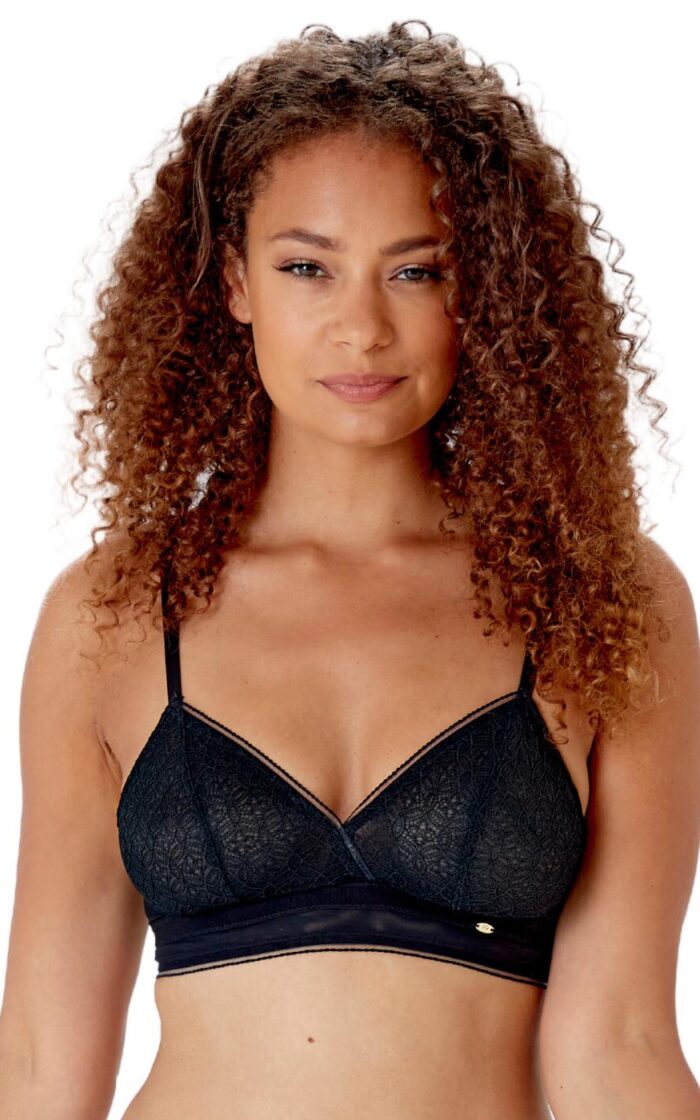 Pretty Polly Delicate Lace Non Wired Bra - Black - 38C
