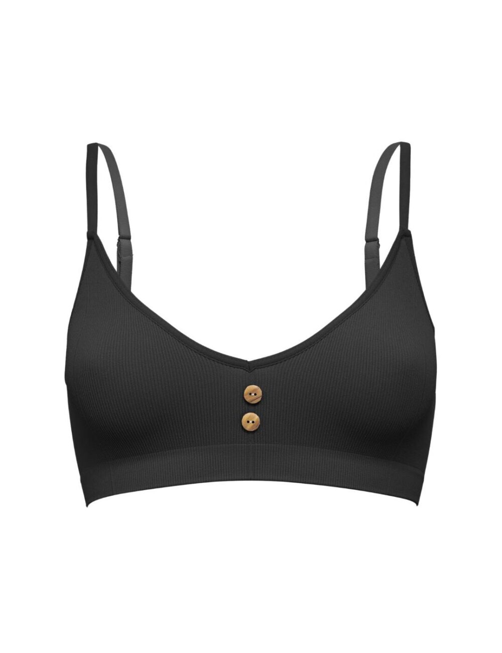 Pretty Polly Eco-Wear Seamfree Rib Button Bra - Black - M/L