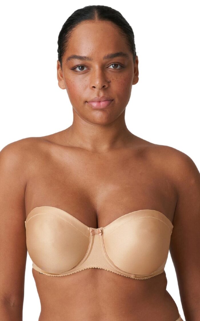 Prima Donna Satin Strapless Bra - Cognac