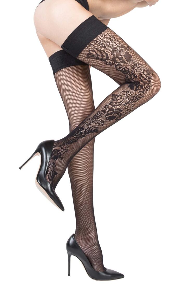 ROSARIA Rose Fishnets Thigh Highs