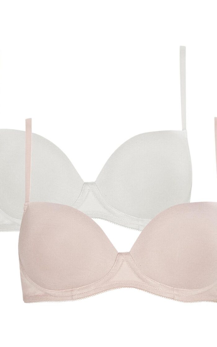 Royce Sophia Smooth T Shirt Bra 2 Pack - Cream & Blush - 32D