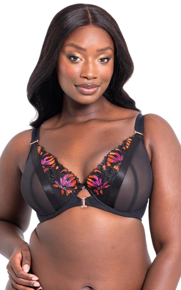 Scantilly By Curvy Kate Mesmerise Plunge Bra - Black Multi - 32GG