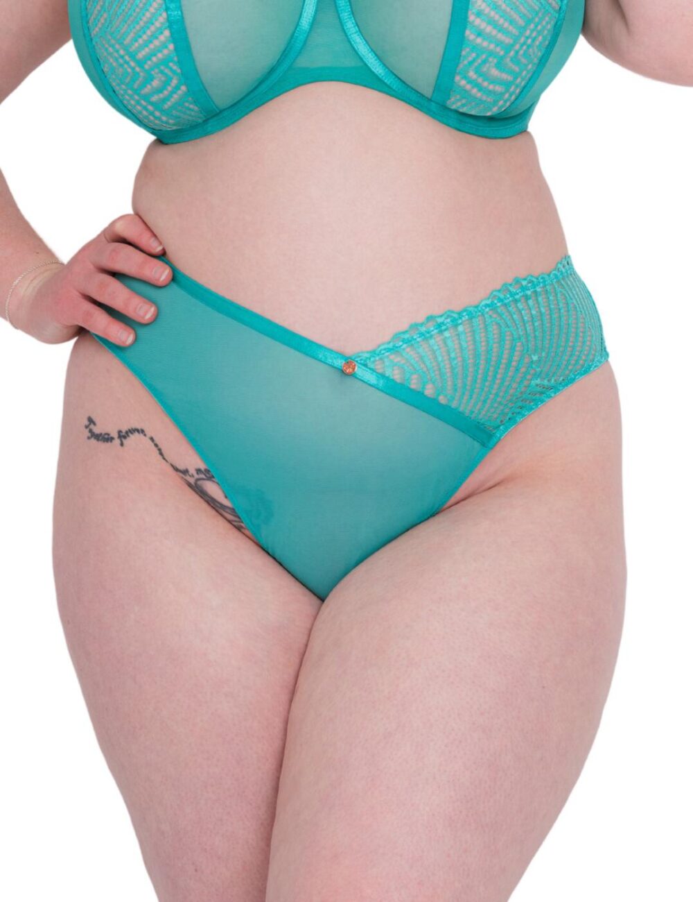 Scantilly by Curvy Kate Authority Thong - Blue Lagoon - S - 10