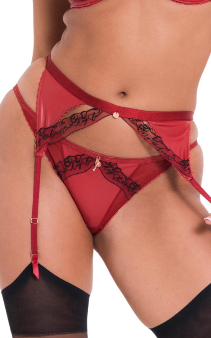 Scantilly by Curvy Kate Key To My Heart Suspender Belt - Rouge - L - 14
