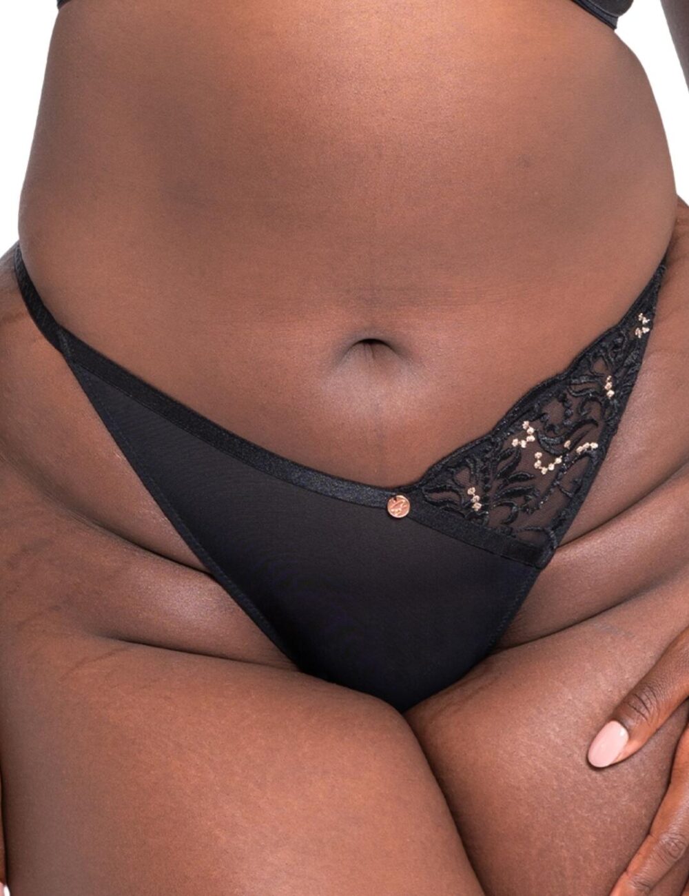 Scantilly by Curvy Kate Ornate Thong - Black - S - 10