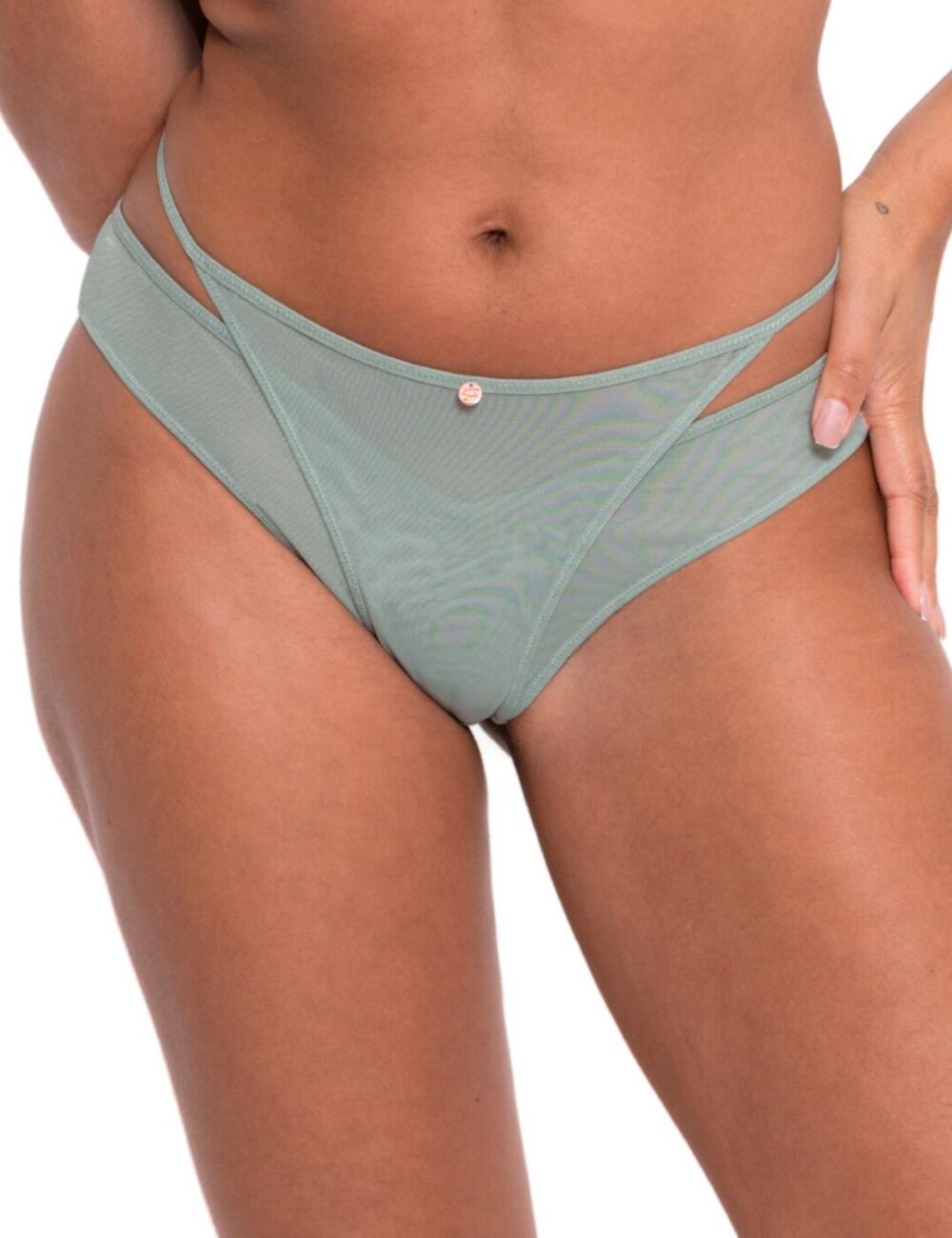 Scantilly by Curvy Kate Peep Show Brazilian Brief - Sage Green - S - 10