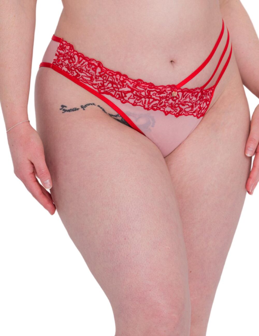 Scantilly by Curvy Kate Tantric Brazilian Brief - Pink/Red - S - 10