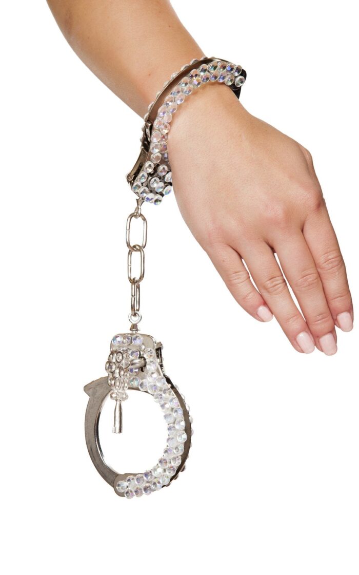 Silver Handcuffs with Rhinestones