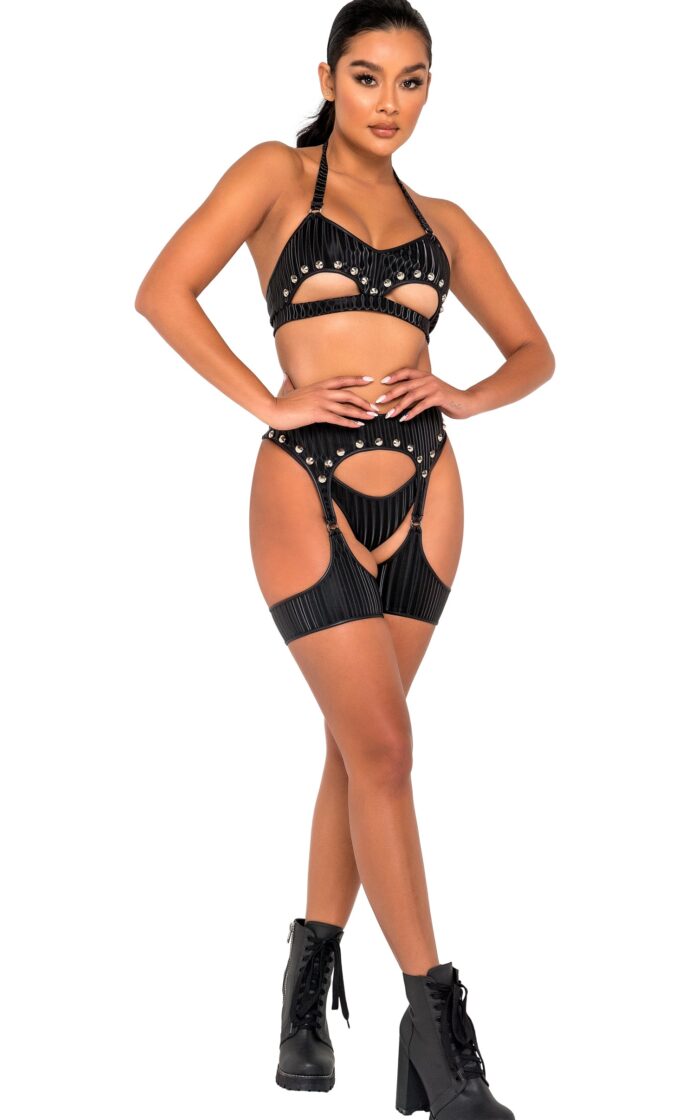 Studded Top with Underboob Cutout