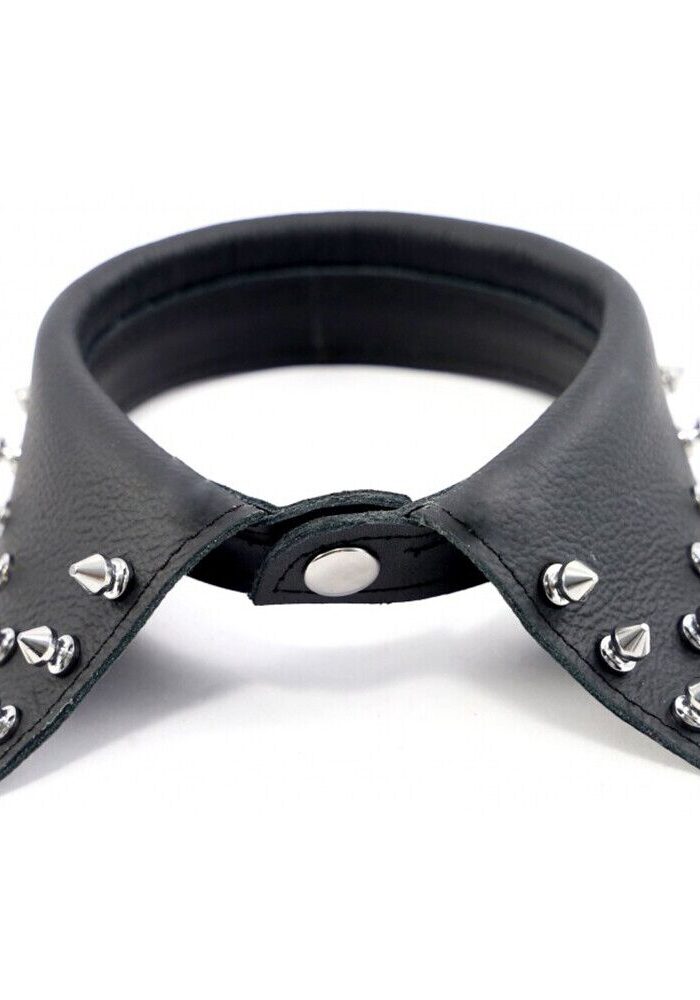 The Red Leather Shirt Collar With Pointed Studs