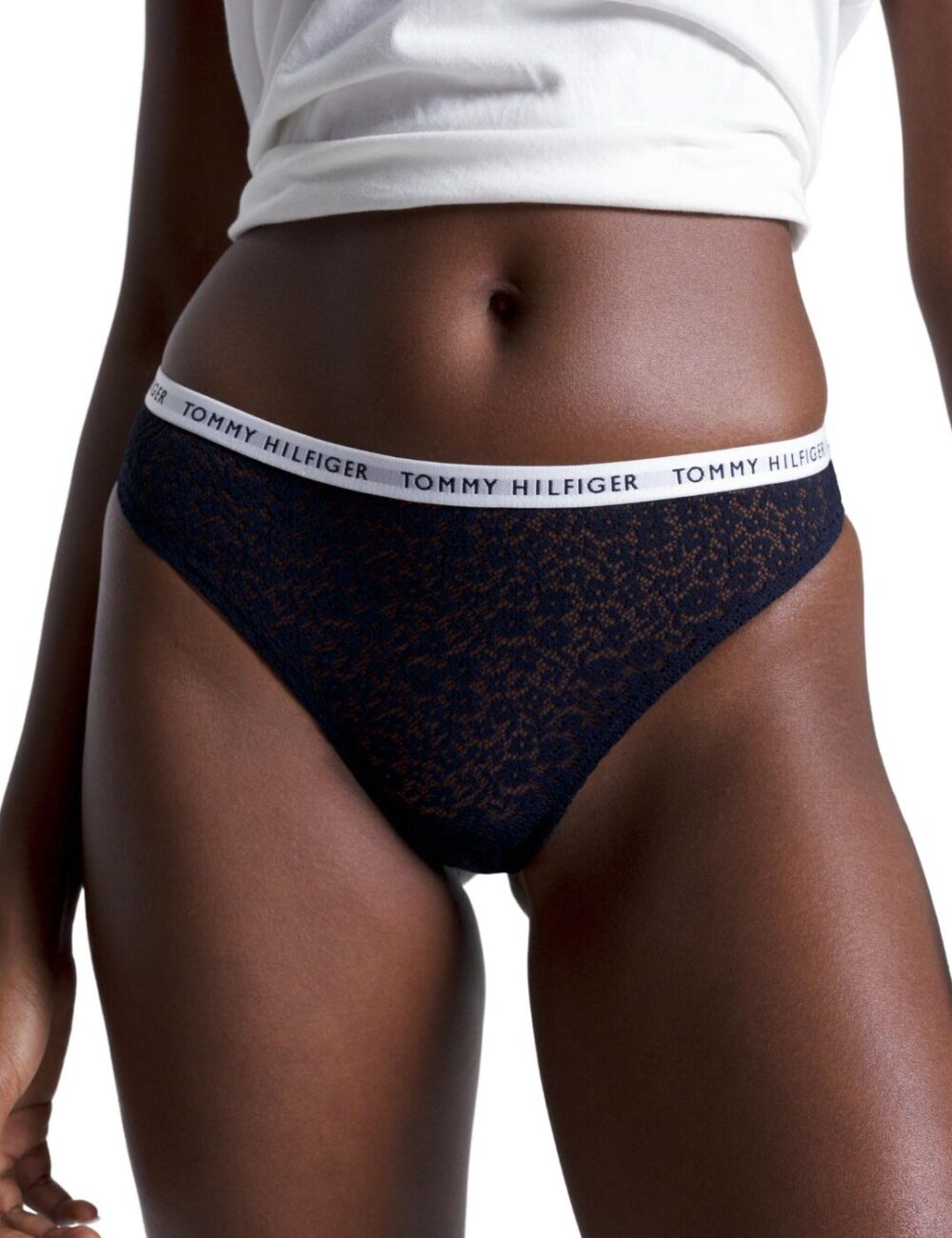 Tommy Hilfiger TH Lace Thong 3 Pack - Desert Sky/White/Rouge - L - 14