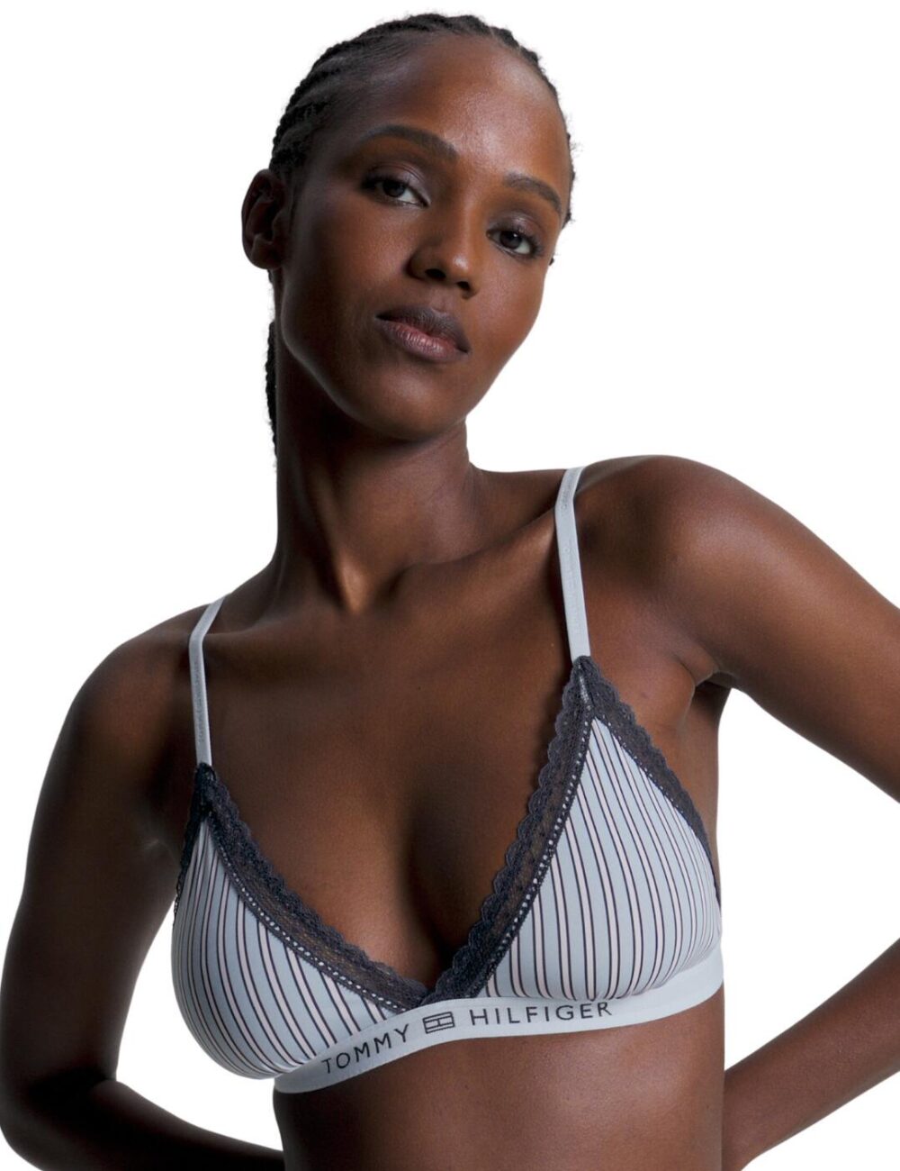 Tommy Hilfiger TH Unlined Triangle Bra - Nola Stripe Blue - L - 14