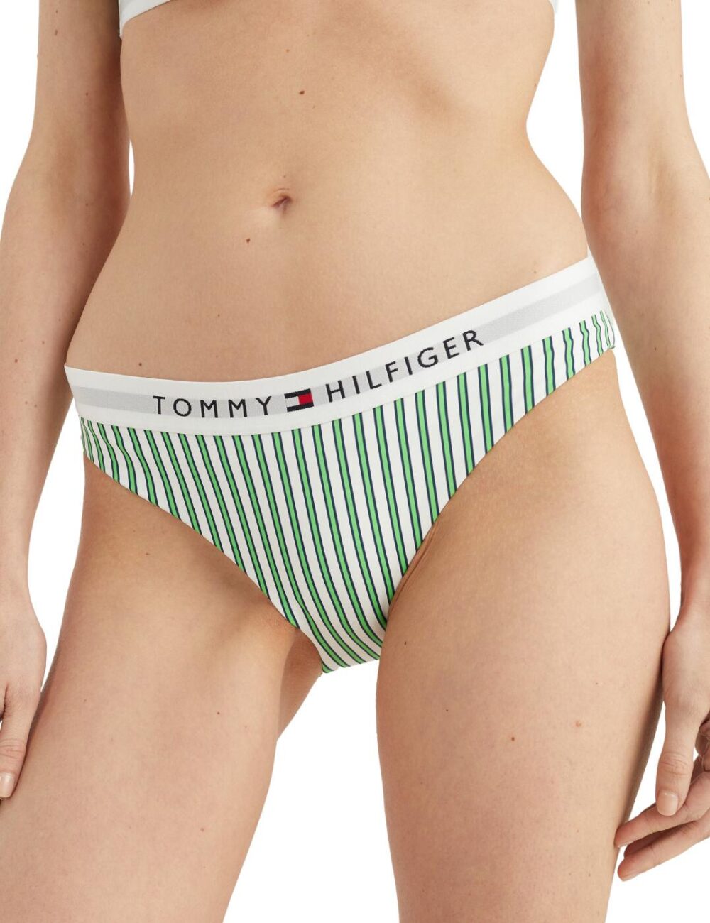 Tommy Hilfiger TH Vertical Stripe Bikini Brief - Nola Stripe Spring Lime - S - 10