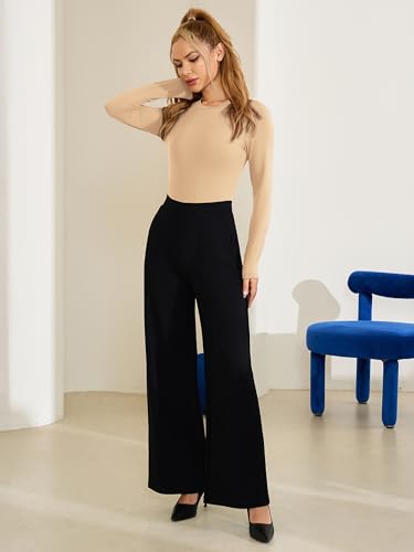 AFITNE Women’s Crew Neck Long Sleeve Bodysuit Basic Trendy Tummy Control Double Lined Thong Body Suit Tops Shirts - Image 5